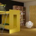 Kids Bedroom Bunk Fantastic Kids Bedroom With Yellow Bunk Bed And Wavy Motif On Closet Also Unique White Decoration In Front Of Bookshelf Bedroom 19 Alluring Modern Bunk Beds For Kids With New Attractive Style