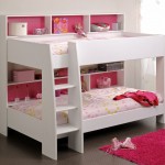 Kids Bedroom Pink Minimalist Kids Bedroom Design With Pink Sheets On White Modern Bunk Bed Also Pink Shelves Background With Pink Fur Rug On Brown Polished Floor Bedroom 19 Alluring Modern Bunk Beds For Kids With New Attractive Style