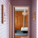 San Francisco Holiday Adorable San Francisco Midcentury Janel Holiday Interior Design With Sweet Purple Wallpaper And Ball Pendant Light In Corridor With Wall Art House Designs  Mid Century Interior Style Combined With Wooden Decoration Model 