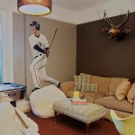 Life Size Your Adorable Life Size Decal Of Your Favorite Baseball Player Finished With Comfortabel Seatng Unit With Pendant Lamp Design Ideas Decoration  Sport Wall Mural Theme In Various Ideas 