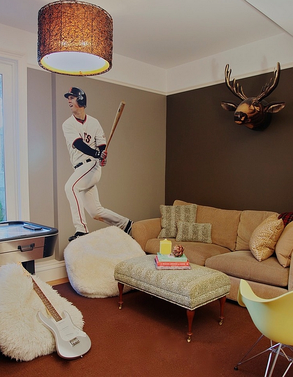 Life Size Your Adorable Life Size Decal Of Your Favorite Baseball Player Finished With Comfortabel Seatng Unit With Pendant Lamp Design Ideas Decoration  Sport Wall Mural Theme In Various Ideas 