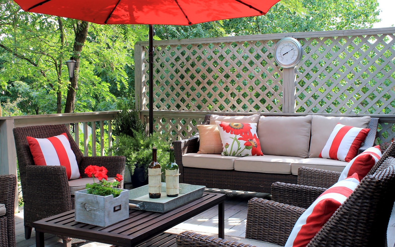 Living Space With Amazing Living Space Design Finished With Black Color Equipped With Red Parasol Design Idea Wooden Table Outdoor  Pottery Barn Outdoor Furniture Equipping Breezy Patio 