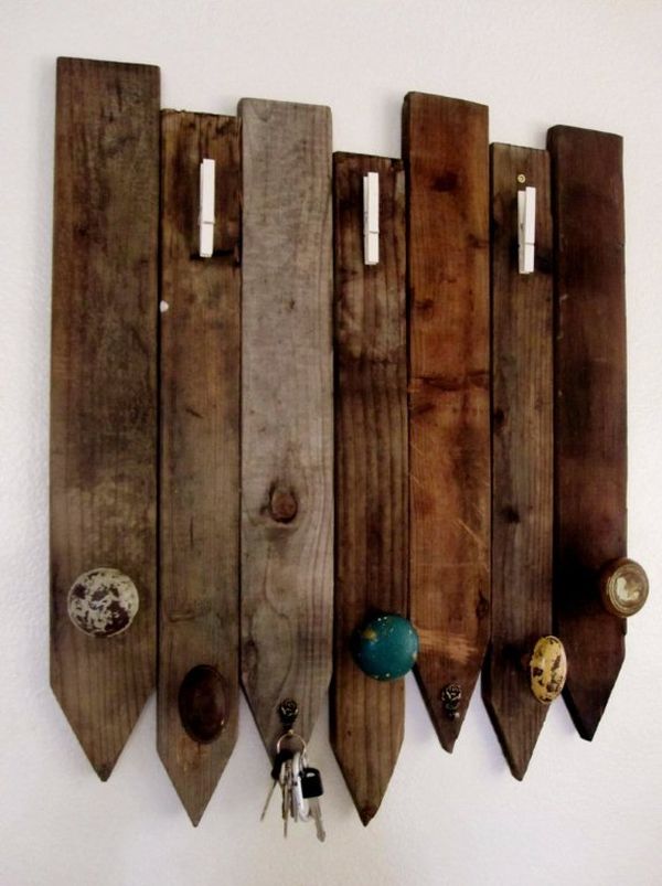 Reclaimed Wood On Amazing Reclaimed Wood Key Rack On White Wall With Unique Shapes Completed With Decorative Hooks Decoration  DIY Coat Rack Decoration For Beautiful Interior Decoration 