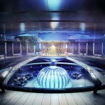 Water Discus Side Amazing Water Discus Interior Design Side View For Center Shining Glass Building In Infinity Style With Two Great Stairways Decoration  Stunning Undersea Hotel Project In Unbelievable Design 