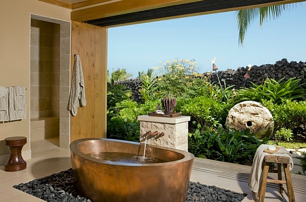 Master Bath The Amazing Master Bath That Inviites The Tropical Greenery Indoors Equipped With Classic And Natural Look Outdoor  Inspiring Outdoor Designs With Tiki Torches 