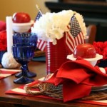 Dining Space Forth Amusing Dining Space Design Of Forth July Decor Table With Light Brown Colored Wooden Table Several Blue Glasses And United States Flag Decoration  Independence Day Decor Themes To Celebrate Annual Event In Joy 