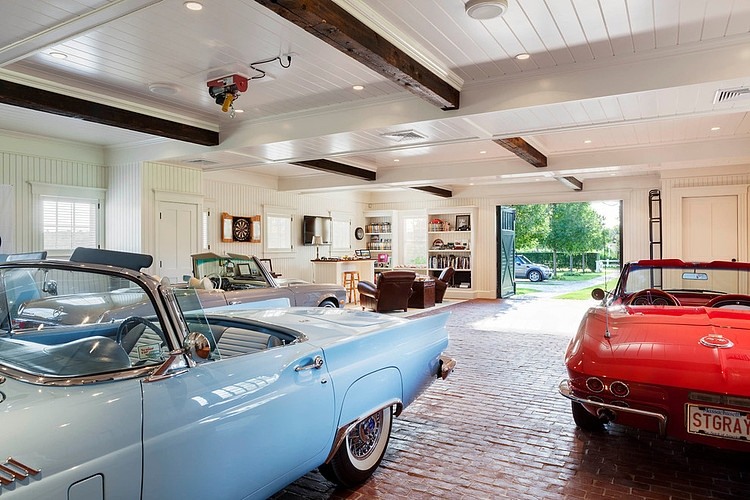 Cars Parked Garage Antique Cars Parked In Spacious Garage In Car Barn Patrick Ahearn Architect With Rough Floor Tile And Vertical Striped Wall Decoration  White Wood Wall Creating Classic Building Construction 