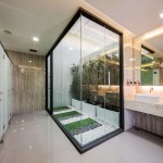 Bathroom With At Appealing Bathroom With Covered Garden At Grand Pinklao Clubhouse Officeat With Floating Vanity And Frameless Mirror Architecture Stylish Cantilever House Design Built Among Expansive Green Yard