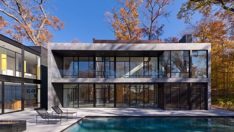 Glen Echo Design Appealing Glen Echo Residence Exterior Design With Swimming Pool And Concrete Deck Shown Also Large Glass Windows Residence  Adorable Concrete House Construction Of Good Year Residence 