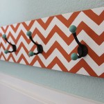White And Chevron Appealing White And Brown Colored Chevron Coat Rack With Metal Hooks Installed On Light Blue Painted Wall Decoration  DIY Coat Rack Decoration For Beautiful Interior Decoration 