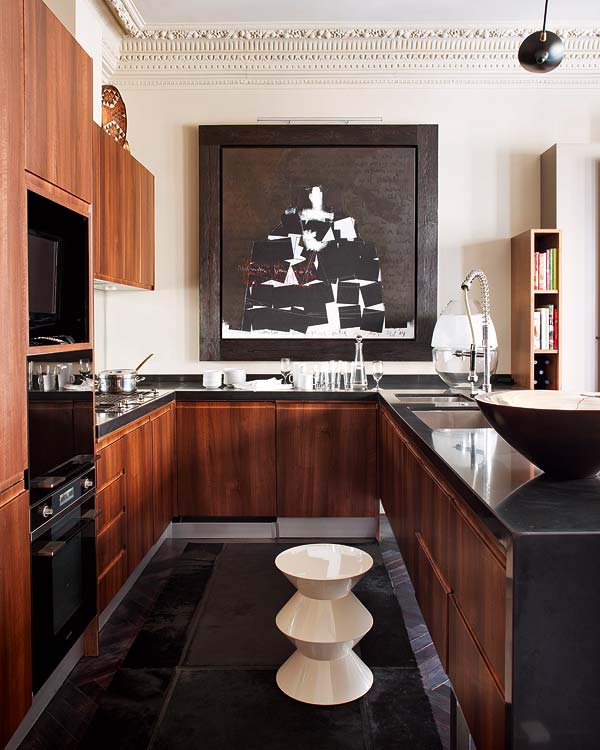 Ornaments Decorating Home Artistic Ornaments Decorating The Madrid Home Interior Design Kitchen With Wooden Drawers And The Wooden Cabinets Architecture  Luxury House In Madrid Displaying Some Artistic Rooms 