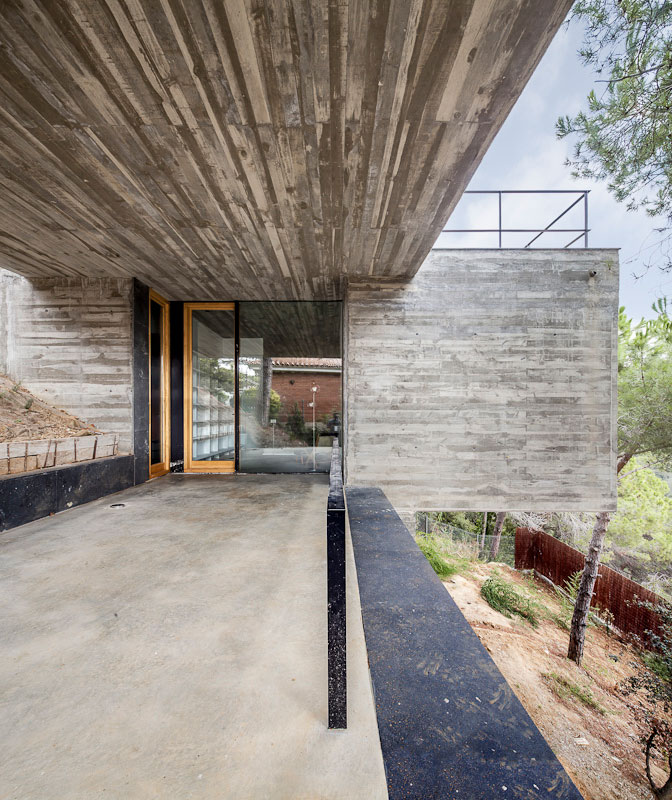 Mediterranian House Concrete Astonishing Mediterranian House Design With Concrete Floor Installation Also Wood Ceiling Design And Glass Panel With Wood Frame Also Rooftop Garden Exterior  Contemporary Rustic Home To Blend With Raw Environment 