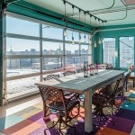 Wooden Table Chairs Attractive Wooden Table And Iron Chairs In Downtown Penthouse Loft Sk Interiors Dining Room With Colorful Carpet Interior Design  Penthouse Interior Involving Delicate Interior Design 