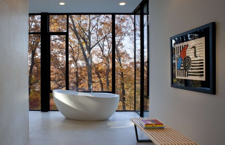 Bathroom With To Awesome Bathroom With Clear View To Outside Glen Echo Residence Applied Floor To Ceiling Glass Window Ideas Residence  Adorable Concrete House Construction Of Good Year Residence 