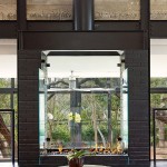 Fireplace In Lantern Awesome Fireplace In The Green Lantern House John Grable Architects With Round Glass Table And Brown Carpet Architecture Contemporary Family House With Fascinating Kitchen And Glass Walls