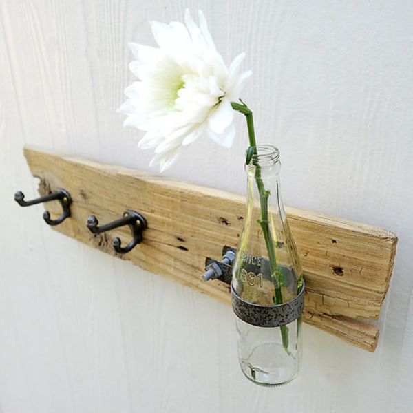 White Flower Bottle Awesome White Flower In Glass Bottle Decorating The Weddytwo Planter With Classic Metal Hooks On White Wall Decoration  DIY Planters Enhancing Fresh Decoration In Your Room 