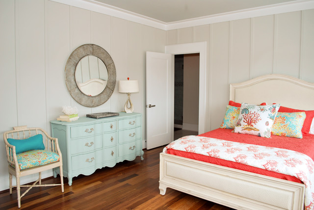 Blue Dresser Mirror Baby Blue Dresser With Round Mirror Attached On Light Grey Mounted Wall Facing Red Bedding Decoration  Stylish Dresser Design To Decorate Room Design 