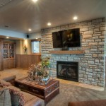 With Stone Some Basement With Stone Wall And Some Wooden Cabinets Near The Grey Carpet To Tile Transition Interior Design  Minimalist Carpet To Tile Transition For Interior House 