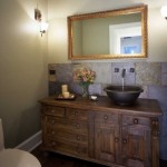 Vanity Near Mirror Bathroom Vanity Near Woodframe Wall Mirror Also Classic Wall Lamps Decoration  Captivating Wood Dresser Showing Modesty Looks 