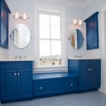 With Blue Cabinets Bathroom With Blue Bathroom Wall Cabinets And Blue Vanity Near The White Wall And Clear Mirror Bathroom  Bathroom Wall Cabinets With Bright Color Accent 