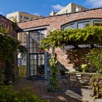 Classic Patio Industrial Beautiful Classic Patio Design At Industrial House With Lush Vegetations And Exposed Brick Wall A City Residence With Gardens Decoration  Fresh House Ideas In Modern Concept 