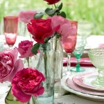 Flowers Valentines Beautified Beautiful Flowers Valentines Day Decor Beautified With Pink Plates And Colorful Glasses On The Long Table Decoration  Tablescape Design For Celebrating Valentine’s Day 