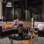 Flowers And In Beautiful Flowers And Round Tables In Downtown Penthouse Loft Sk Interiors Living Room With Purple Sofa Interior Design  Penthouse Interior Involving Delicate Interior Design 