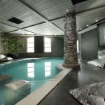 Indoor Swimming At Beautiful Indoor Swimming Pool Design At The Chalet White Pearl Decor With Indoor Plants And Modern Bean Sofas Around It Decoration  Casual Home Design With Cozy Room Atmosphere 