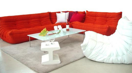 Red And Sofa Beautiful Red And White Togo Sofa In Living Modern Room Interior With Glass Top Coffee Table Furniture  Togo Sofa Adding Contemporary Touch Instantly For Your Room 