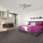 With The And Bedroom With The Grey Bed And Purple Quilt On The Grey Carpet Tiles In Homes House Designs  Carpet Tiles In Homes Interior Decoration 