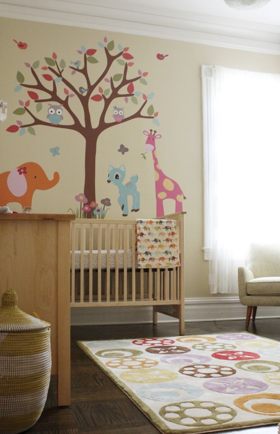 Baby Nursery Modern Best Baby Nursery Furniture Feat Modern Tree And Animal Wall Decal Idea Plus Ball Pattern Area Rug Kids Room Modern And Minimalist Baby Nursery Furniture Ideas