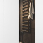 Metal Towel At Black Metal Towel Bar Design At Modern Apartment Bathroom Above White Bathroom Vanity And White Towel Decoration  Black Furnishing Ideas To Fill The Extensive Living Spaces 