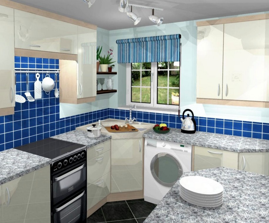 Small Kitchen Backsplash Blue Small Kitchen Layout Tile Backsplash Marble Countertop Combined With White Cabinet And Cupboard Furniture For Home Inspiration Kitchen  Small Kitchen Layout In Various Kitchen Designs 