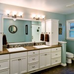 Wall In With Blue Wall In The Bathroom With White Bathroom Wall Cabinets And The White Vanity Bathroom  Bathroom Wall Cabinets With Bright Color Accent 