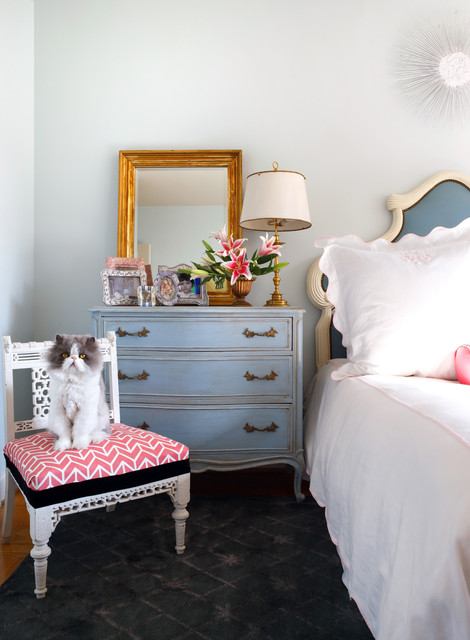 And Grey Between Blue And Grey Dresser Placed Between Double Bed And White Chair Completed With Pink Patterned Cushion Decoration  Stylish Dresser Design To Decorate Room Design 