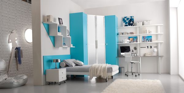 And White That Blue And White Wall Themed That Fur Rug Add Completed The Room Decoration  Kids Room Design With Cheerful And Proper Decoration 
