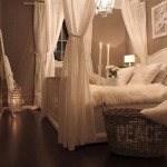 Lighting Completing Canopy Bright Lighting Completing The Cool Canopy Bedroom With White Bed And Rattan Basket On Wooden Floor Bedroom  Bedroom Interior For Romantic Valentine’s Day 