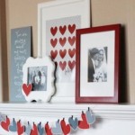 White Grey Ideas Bright White Grey Mantel Decor Ideas With Heart Shaped Hanging Accessories Mixed With Creamy Wall And Picture Frames Decoration  Valentine Day Mantel Decoration In Stylish Red Color Designs 