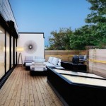Design For On Brilliant Design For White Canvas On A Green Roof Residence Terrace Completed With Wooden Floor And Balck Benches Garden  Roof Garden Brings Harmony Sensation In Montreal 