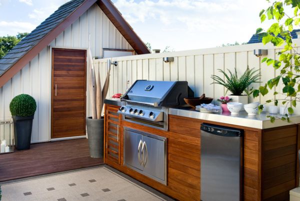Grill Ready Design Brilliant Grill Ready For Party Design With Light Brown Colored Wooden Vanity And White Colored Fence Made From Wood Backyard  Backyard Party Decor Creating Best And Coolest Event Ever 
