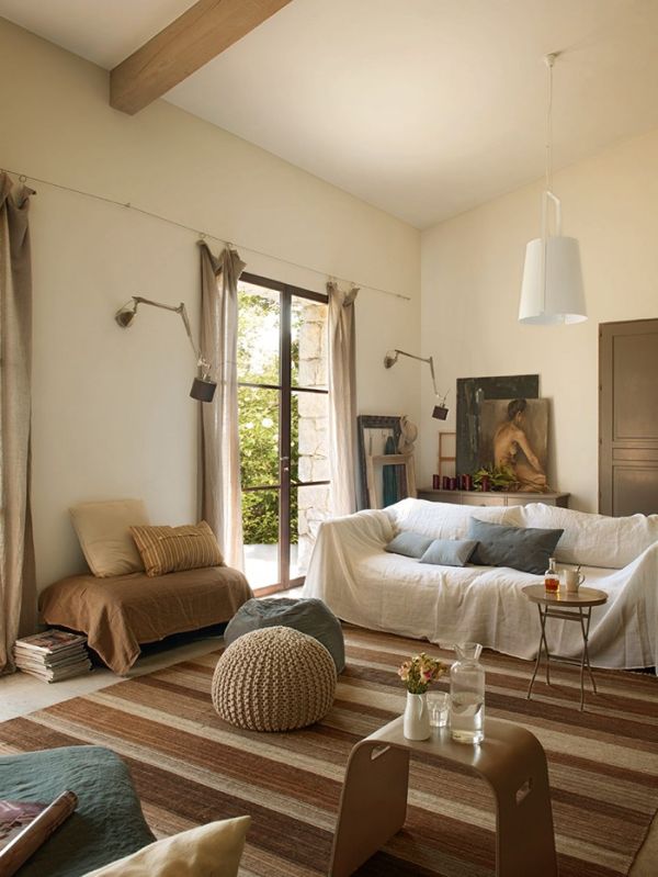 Living Space French Captivating Living Space Design Of French Riviera Hotel With White Colored Sofa Cover And Bright Brown Colored Sofa Stripes Decoration  Traditional Cottage Theme And Ideas Embraced By Nature 