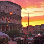 Rome Sunset Soft Captivating Rome Sunset Design With Soft Grey Colored Outer Wall Which Is Made From Concrete And Several Light Orange Wall Lamp Decoration  Sunset Scenery Views To See Around The World 
