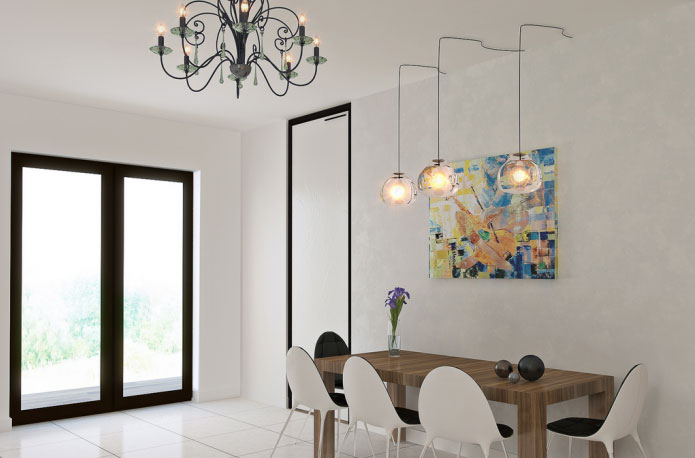 Pendant Light Shine Chandelier Pendant Light Dining High Shine Tiles Usenko Igor Equipped With White Interior Design Ideas And Wooden Dining Table Dining Room  Dining Area With Updated Style 
