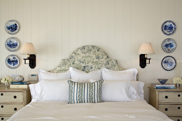 Floral Headboard Malibu Charming Floral Headboard Ideas At Malibu Residence David Phoenix Beach Style Bedroom With Wooden Sideboards Decoration  Outstanding Traditional Seaside House In Bright White Decoration 