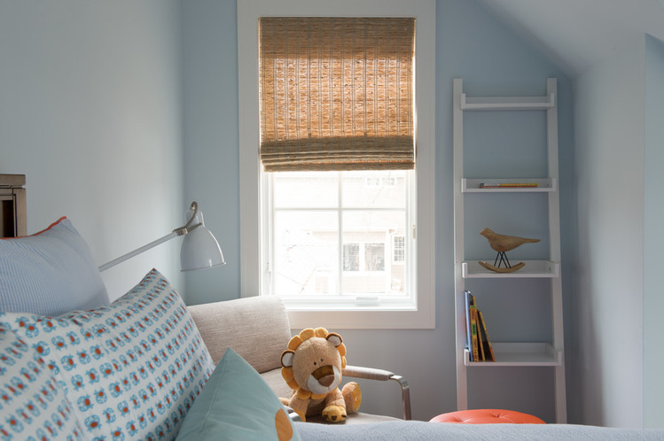 Kids Bedroom Eclectic Chic Kids Bedroom Design In Eclectic Residence Refined With Blue Painted Wall And Small Window Also Ladder Book Rack Interior Design Eclectic House Interior With Fancy Colors And Furnishing