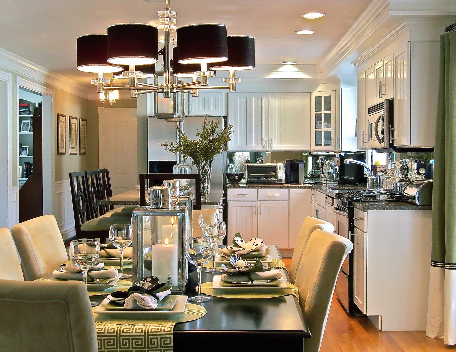Formal Dining The Comfortable Formal Dining Room Near The Kitchen With Wide Island And Black Stools Near White Drawers Dining Room  Dining Room Interior Providing Best Dinner Experience 