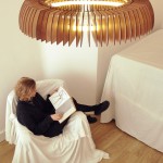 Reading Space Hanko Comfortable Reading Space With Brown Hanko Cameron Design Lamp Above The Fluffy White Sofa On Wooden Floor Decoration  House Lighting Design Wood-Finished Lampshade 