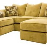 Small Sectional Cream Compact Small Sectional Sofa In Cream Color With Cushions Used Rustic Design Made From Fabric Material For Living Room Furniture Inspiration Furniture  Small Sectional Sofa For Homey Relaxation 