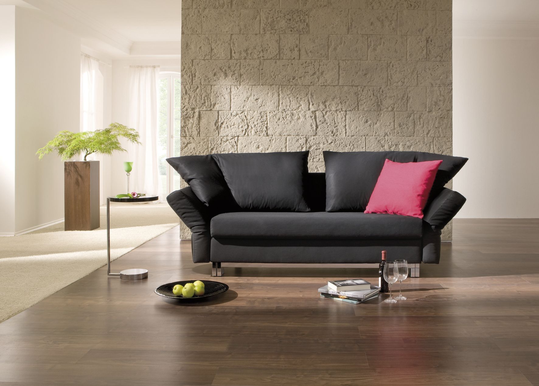 Black Best Fancy Comtemporary Black Best Sofas Ideas Fancy Sideboard Pink Accent Cushions Wooden Floor Stone Wall Furniture  Best Sofas Choice For Your Beautiful Room 