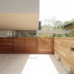 Blocks Also Brown Concrete Blocks Also Several Dark Brown Fence Made From Wooden Material House Designs  Contemporary Home With Extending Design 